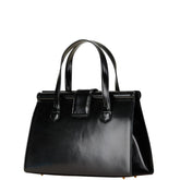 サンローラン ロゴプレート ハンドバッグ ブラック レザー レディース SAINT LAURENT 【中古】